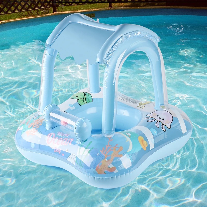 Pool Lounger Inflatable - Opblaasbare zwemband met zonnescherm, comfortabele waterlounge,