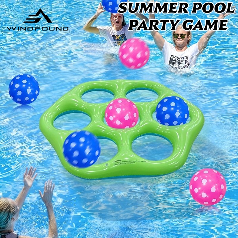 Pool Float Ring Inflatable - Opblaasbare zeshoekige ringgooi-speelgoedset van PVC, drijvend