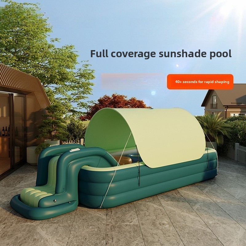 Water Slide Inflatable - Opblaasbaar kinderzwembad met glijbaan & afdak