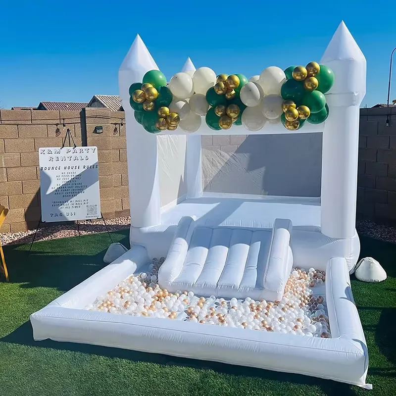 Water Slide Inflatable - 20264m Witte, hoogwaardige opblaasbare springkasteel voor