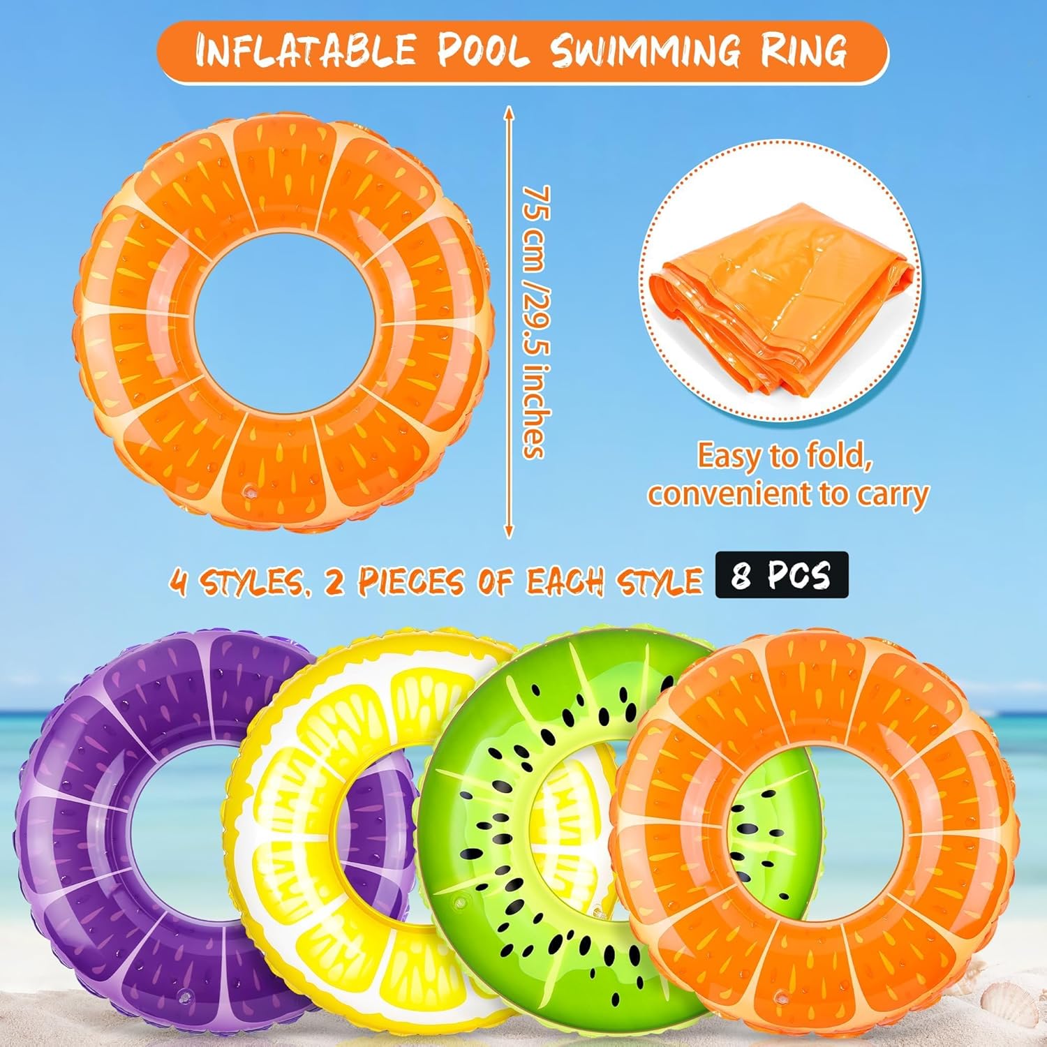 8-pack opblaasbare zwembadring - Pool Float Ring Inflatable recensie en prijs