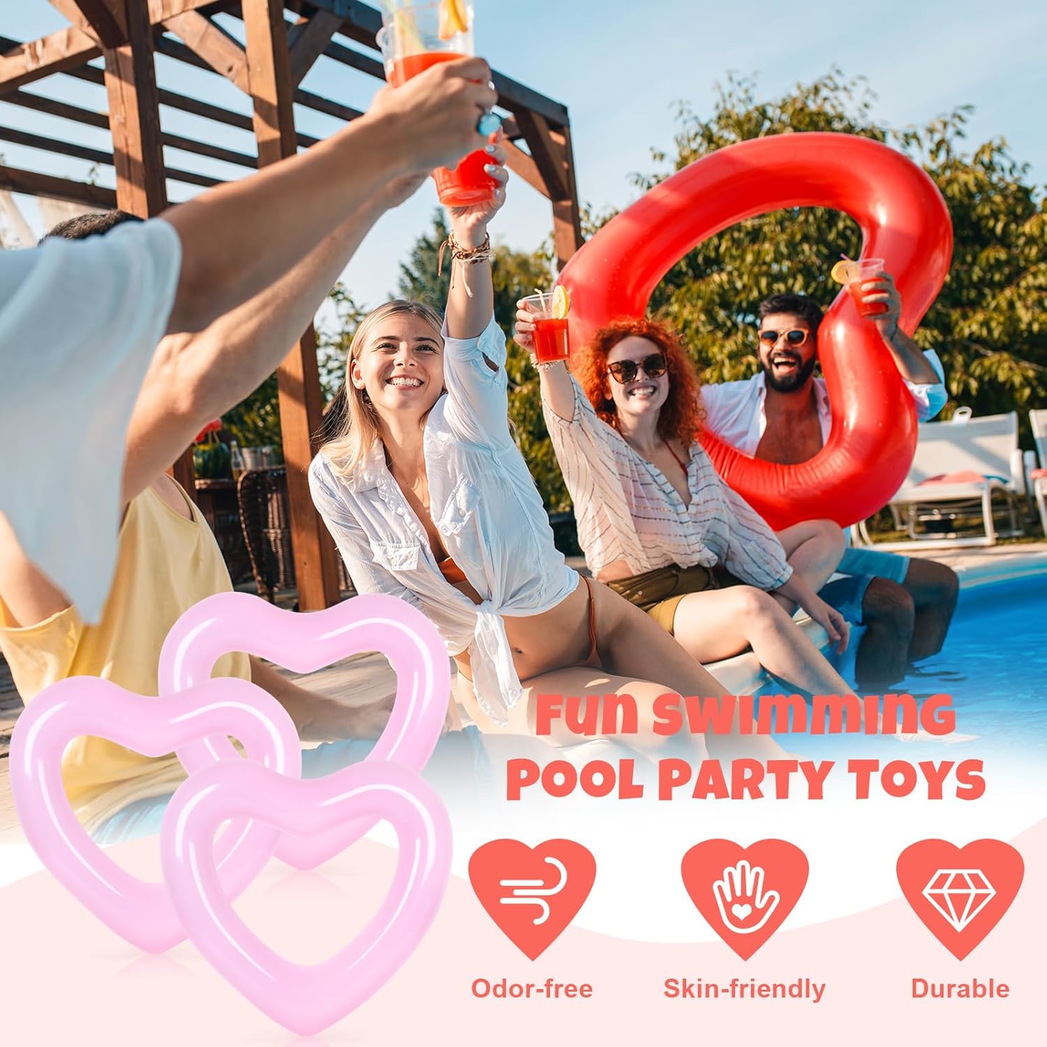 3 stuks opblaasbaar hart zwemb - Pool Lounger Inflatable recensie en prijs